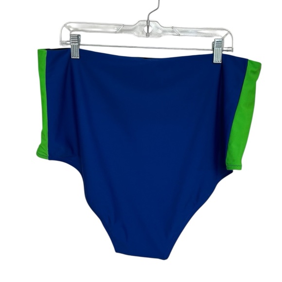 NWT Modli High Rise Bikini Bottoms in Blue with Green Stripe - Size 2X - Picture 2 of 7